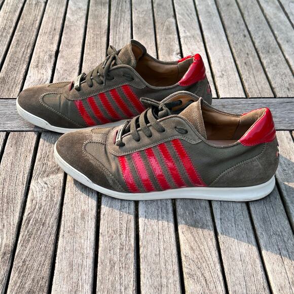 Dsquared2 Sneakers Men Size 44 EU 11 US Green Red Suede Canvas Shoes VGP - Picture 4 of 15